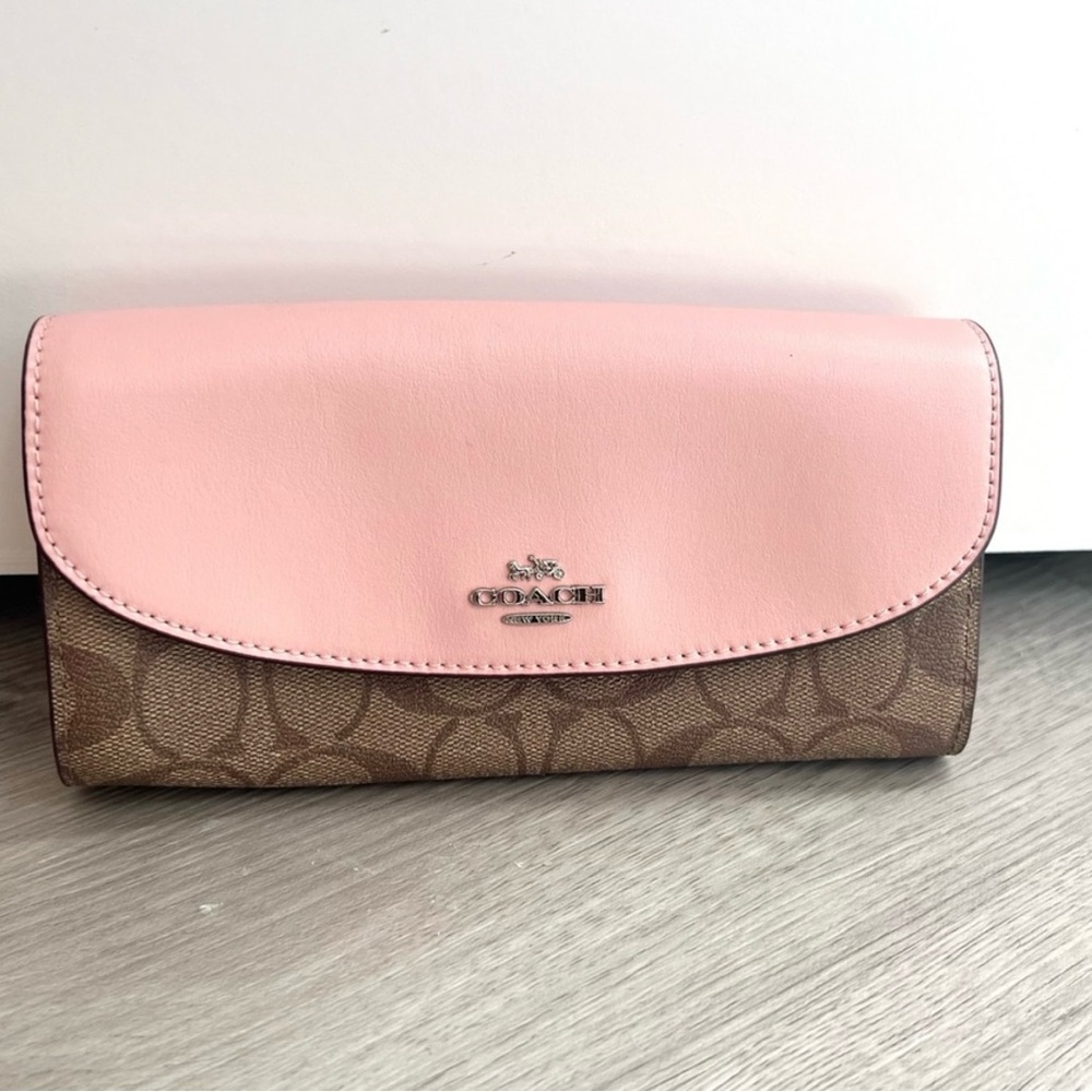 NWT Coach Signature Wallet Khaki/Blush